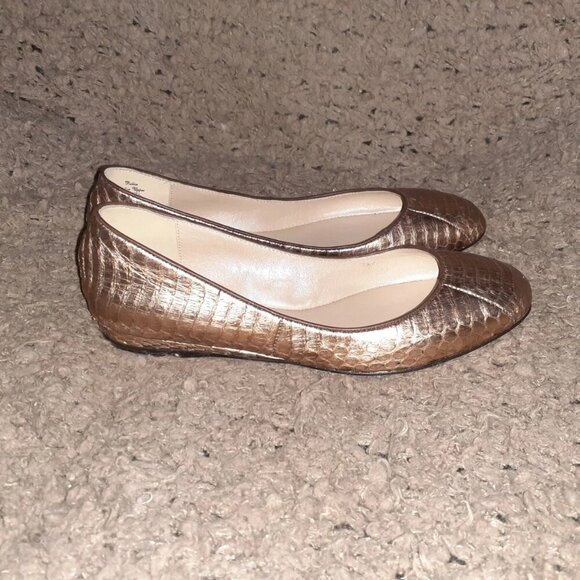 JEAN-MICHEL CAZABAT-Robin-Rose Gold Snakeskin Leather Flats-Sz 36-Near Mint - Picture 4 of 7
